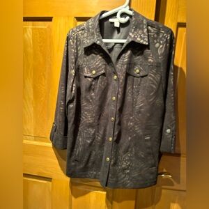 M Collection Black Patterned Jacket Size M